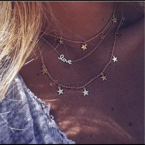Golden Multilayered Star Love Necklace